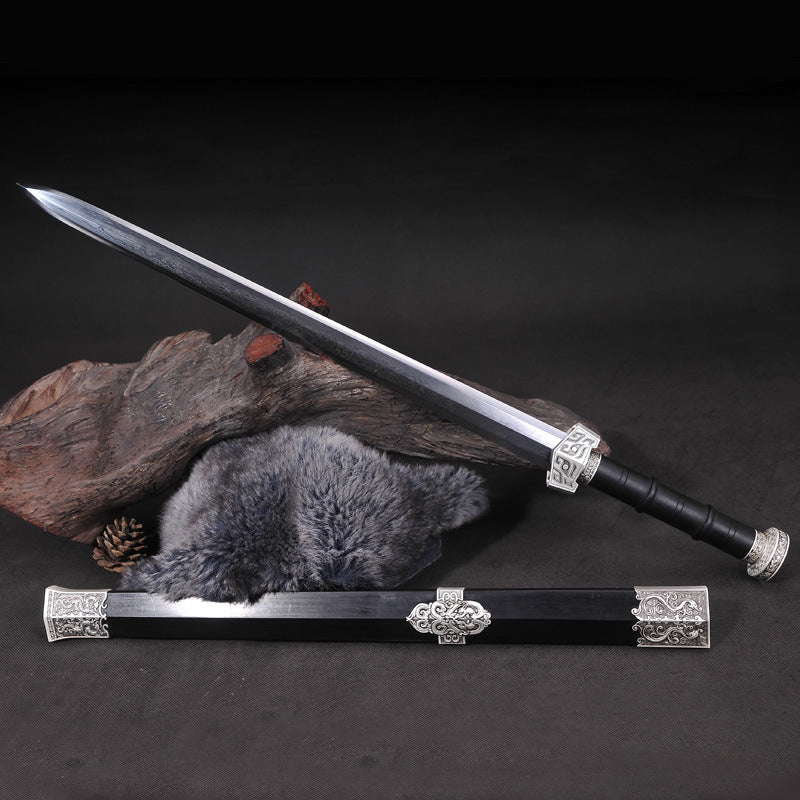 Longquan Town House Sword Medium Eight-Sided Han Sword Pattern Steel Ruyi Sword Ancient Silver High-End Sword