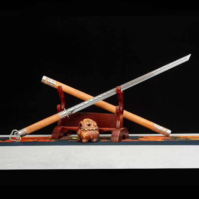 Huan Shou Tang Embroidered Spring Knife - High Manganese Steel, Self-Defense Weapon