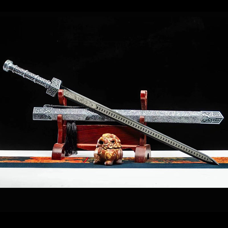 Han Sword Authentic Qin Jian - Hand-Forged Manganese Steel, , Ancient Style Long Sword - Image 3