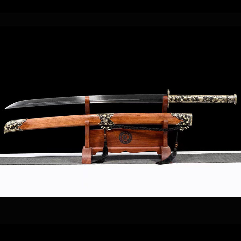 Embroidered Spring Knife - Pattern Steel, One-Piece Forged, Battle Knife, Gift Cold Weapon - Image 4