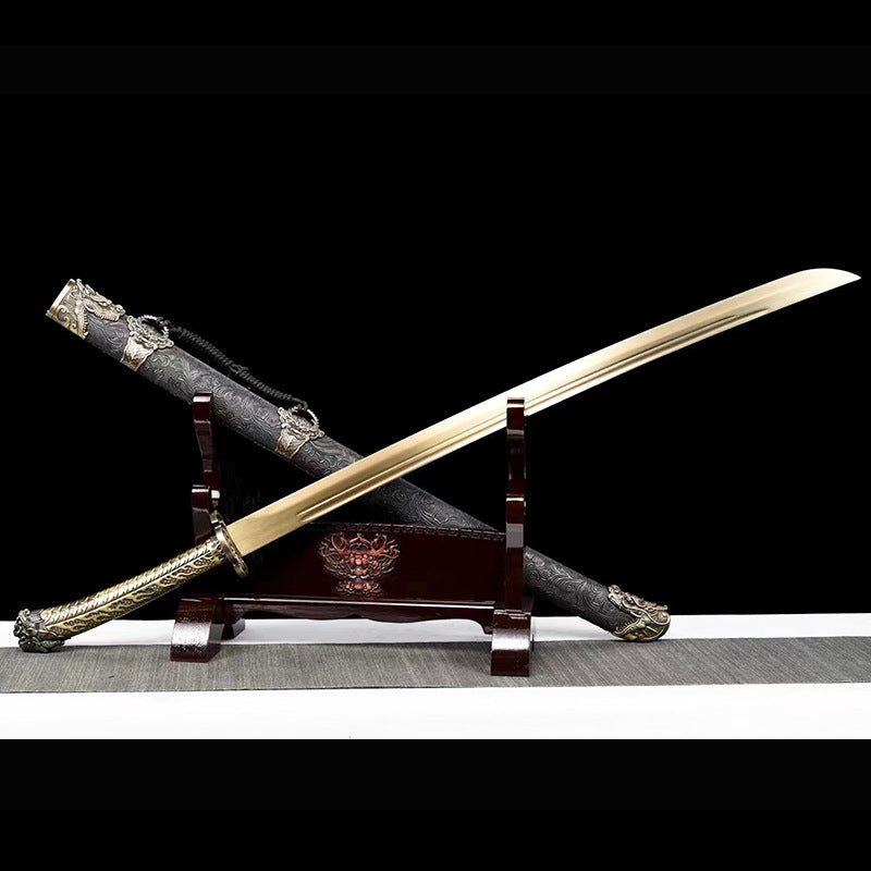 Qingwa Dao Sword: High Manganese Steel, Roasted Gold, Outdoor Knife