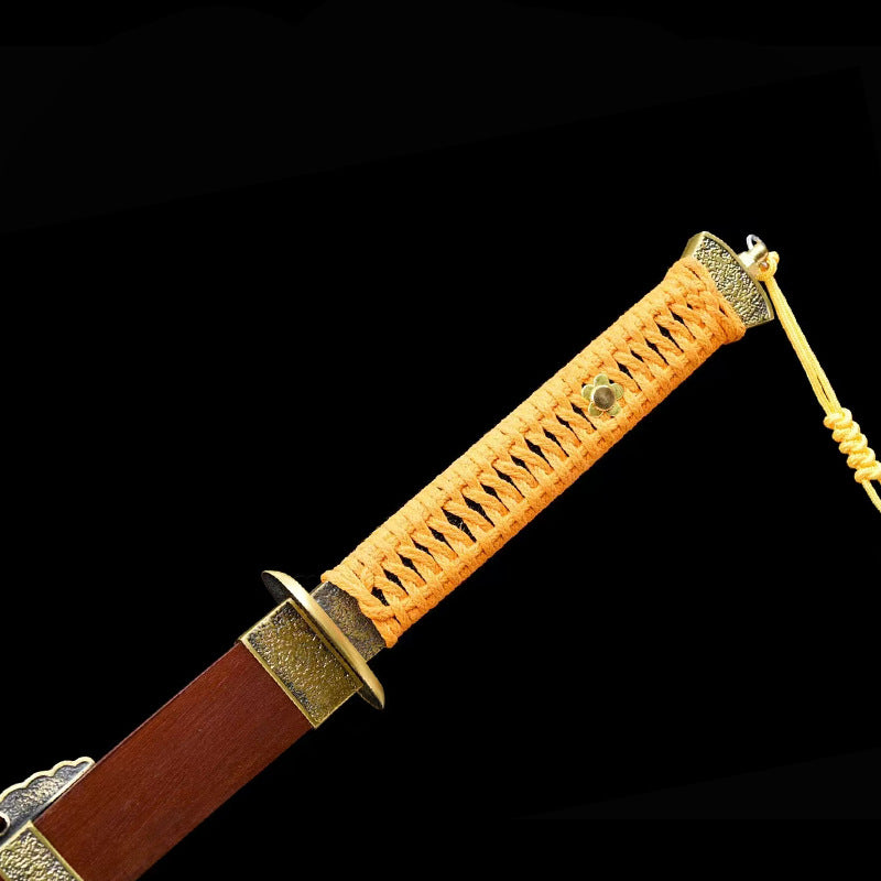 Copper-Mounted Recurved Dragon & Phoenix Sandalwood Model 608 Steel Knife Collection - Image 3