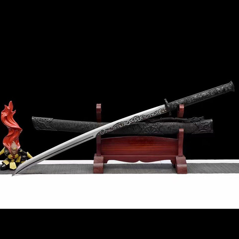 Shuanglong Embroidered Spring Knife Clear Waist Knife Manganese Steel Knife - Image 2