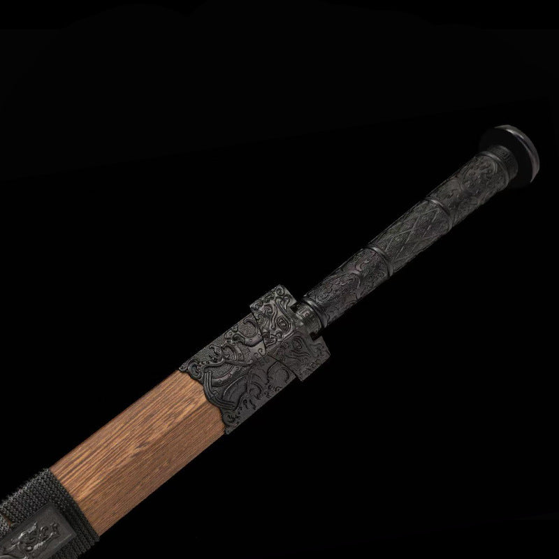 Black Shuanglongfang Han Sword, Hand-Forged Manganese Steel, Chinese Traditional Sword, Embroidered Spring Knife, Cold Weapon, - Image 3