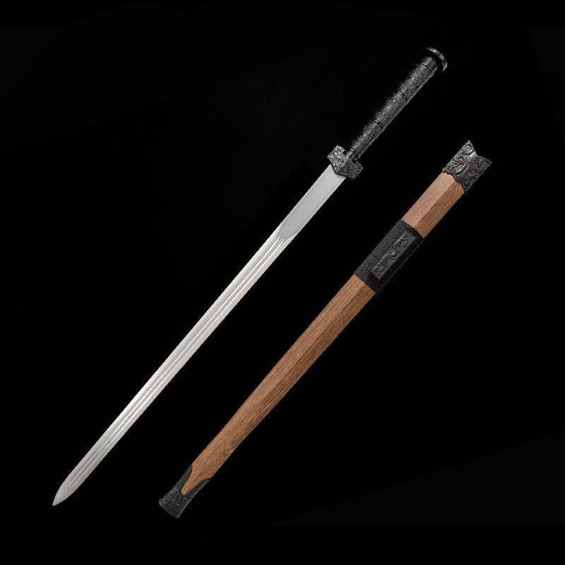 Black Shuanglongfang Han Sword, Hand-Forged Manganese Steel, Chinese Traditional Sword, Embroidered Spring Knife, Cold Weapon, - Image 6