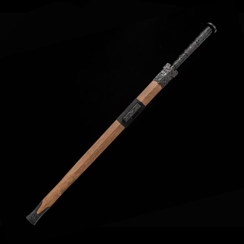 Black Shuanglongfang Han Sword, Hand-Forged Manganese Steel, Chinese Traditional Sword, Embroidered Spring Knife, Cold Weapon, - Image 4