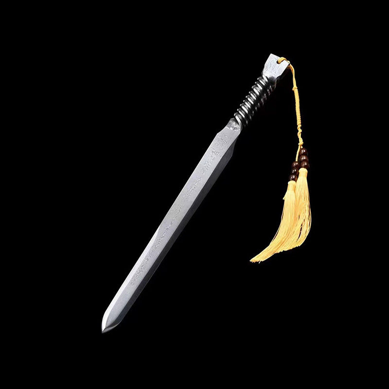 Longquan Town Sword: Pattern Steel Tang Sword, Vehicle-Mounted Short Sword, Cold Weapon