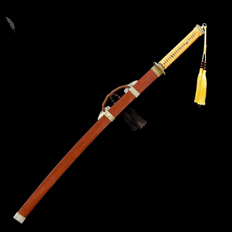 Copper-Mounted Recurved Dragon & Phoenix Sandalwood Model 608 Steel Knife Collection - Image 4