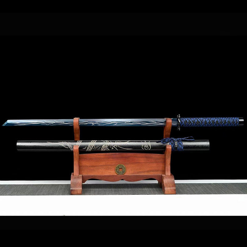 Roasted Blue Manganese Steel Sword - Self-Defense Blade - Image 4