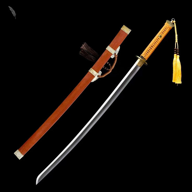 Copper-Mounted Recurved Dragon & Phoenix Sandalwood Model 608 Steel Knife Collection