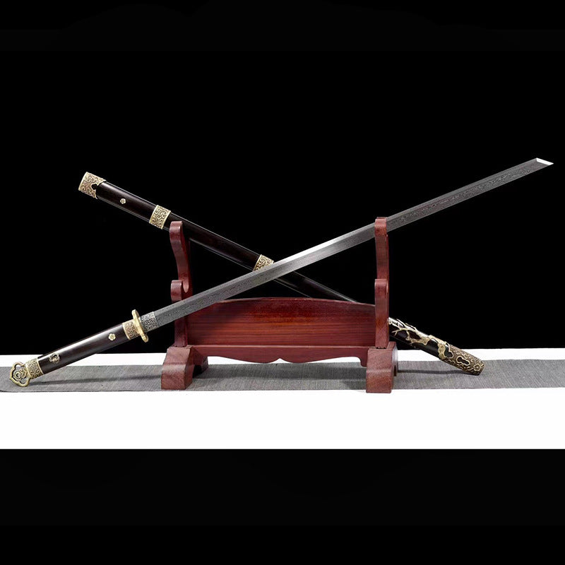 Hand-Forged Black Sandalwood Sword - Thousand Layer Pattern Steel