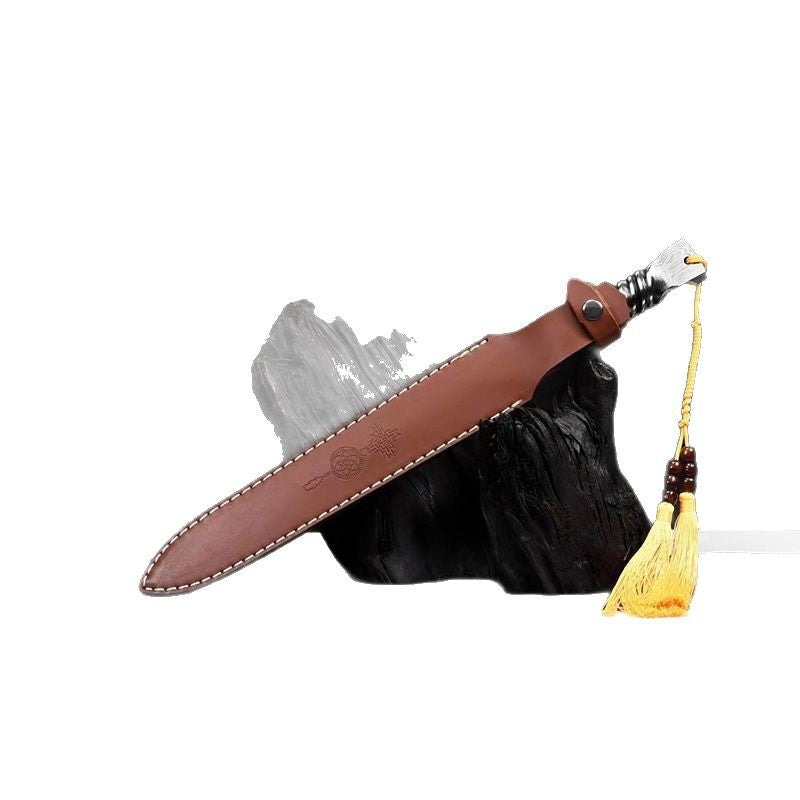 Longquan Town Sword: Pattern Steel Tang Sword, Vehicle-Mounted Short Sword, Cold Weapon - Image 5